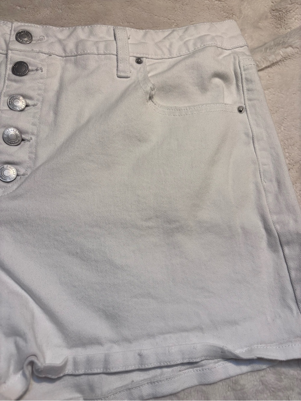Time and Tru Denim Shorts Size 20 White Button-Front Jean Shorts Cotton Stretch - Picture 4 of 9